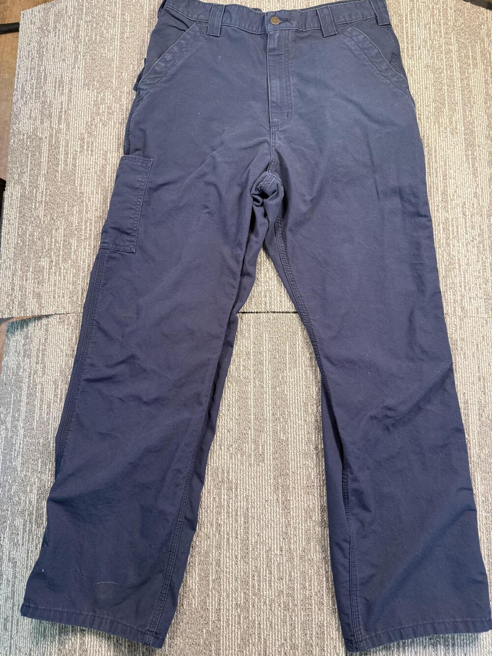 Carhartt Pants Mens 34x30 Blue Cargo Canvas Relaxed Fit Straight Leg Workwear